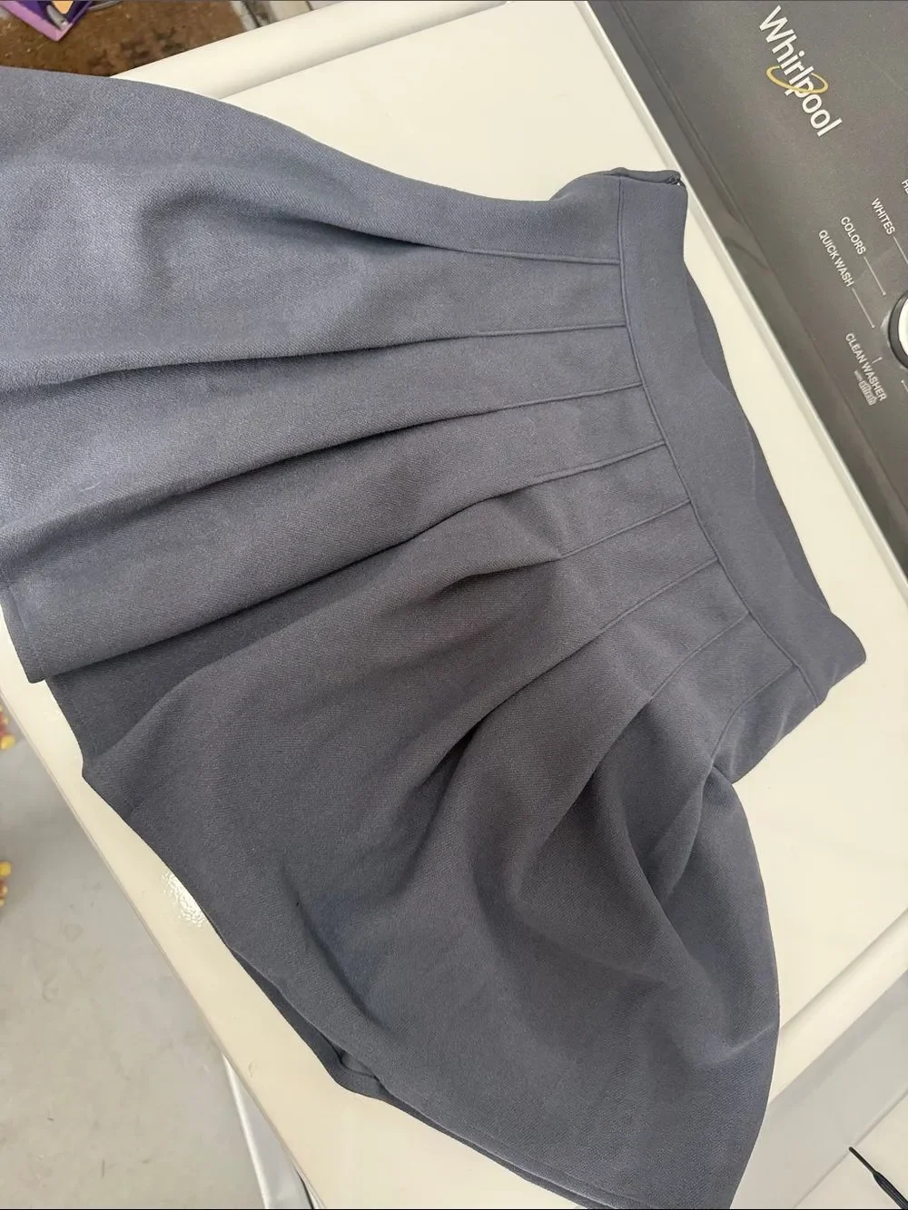 Pleated Mini Skirt in Slate Blue LIKE NEW - Size Small - Side Zip